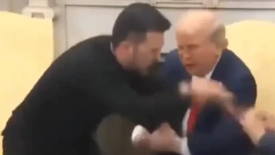 فيديو مثير للجدل يُظهر عراكاً بين ترامب وزيلينسكي.. ماحقيقته؟