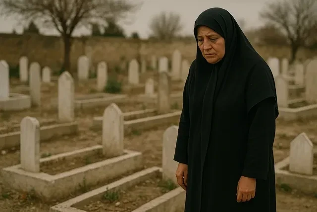 في أنطاكيا التركية .. أم سورية تودع قبور أبنائها بحزن قبل العودة إلى وطنها